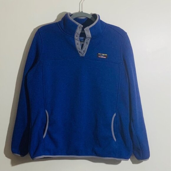 LL Bean Women's Blue Soft Warm 1/4 Zip Comfy Pullover Fleece - Size L - Picture 1 of 6